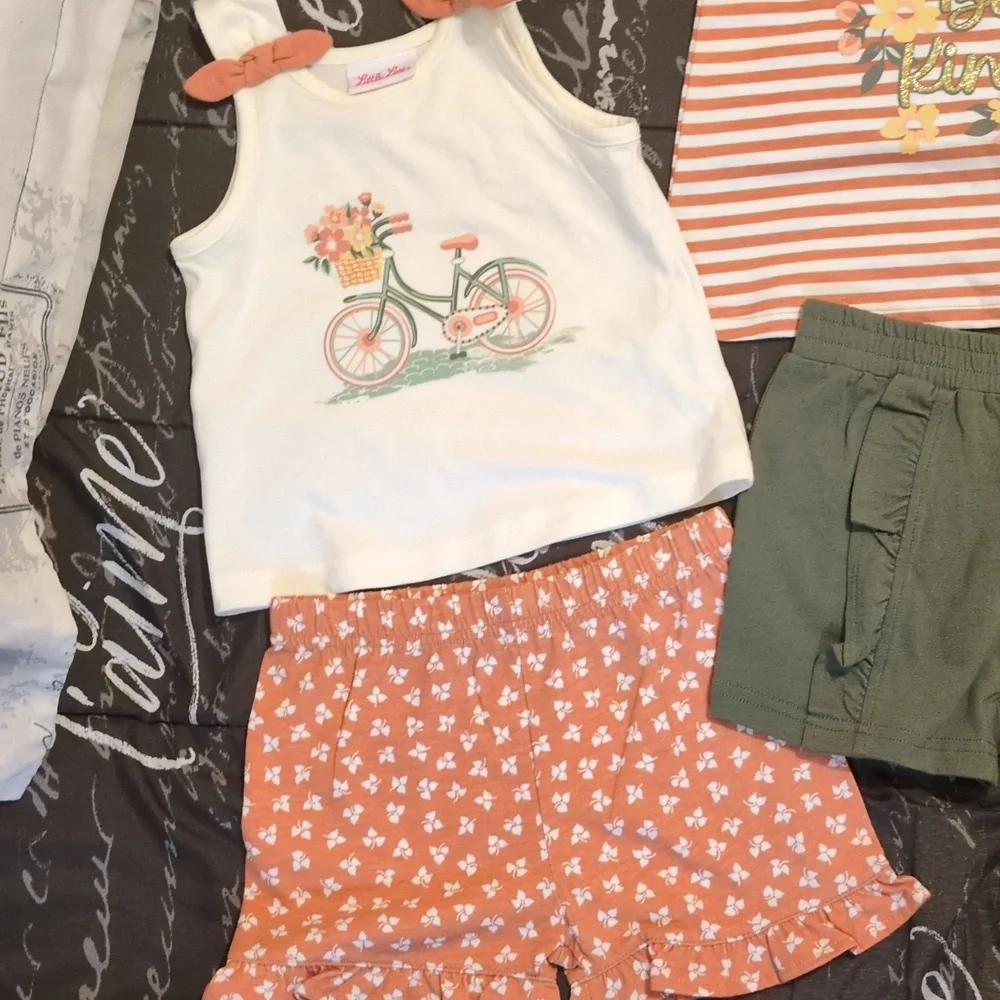 Little Lass 6 PC Tops/Shorts Multicolor/Solid 3T - Picture 7 of 9
